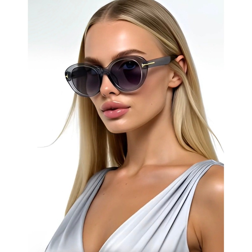 Women Sunglasses Translucent Grey Cat Eye Black Gradient Lens Modern Lentes 2026